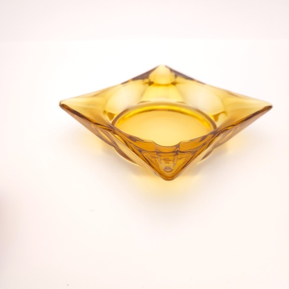 Vintage MCM 2-piece Amber Glass Ashtray with Leather-look case Matina Decor‎ 3M - Picture 11 of 13